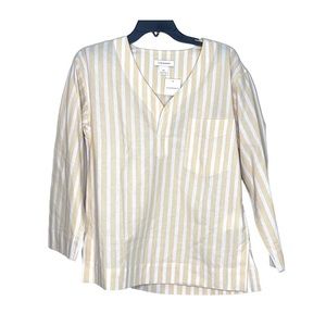 Club Monaco Easy Popover V Neck Striped Top Chemise Honeycomb size Small